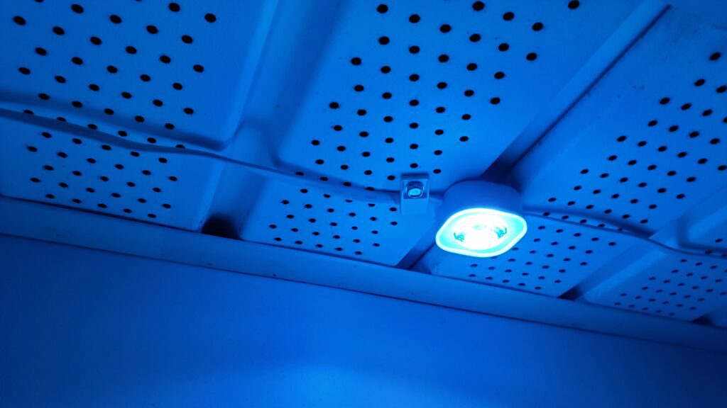 Govee Lights screwed to soffit